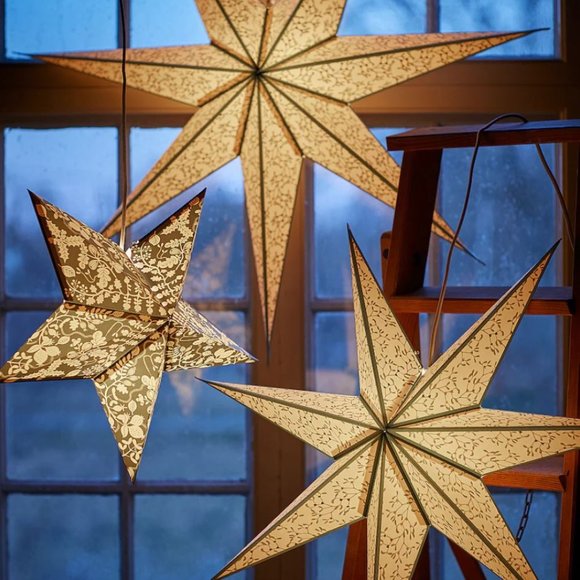 Ikea STRALA Star pendant lamp shade leaf gold/dot pattern 28 " Star Sky Lights - Picture 3 of 6